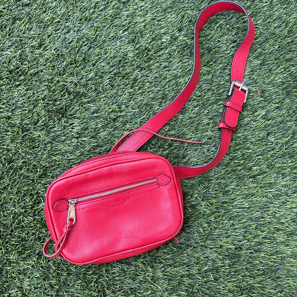 Rebecca Minkoff genuine red leather belt / waist bag